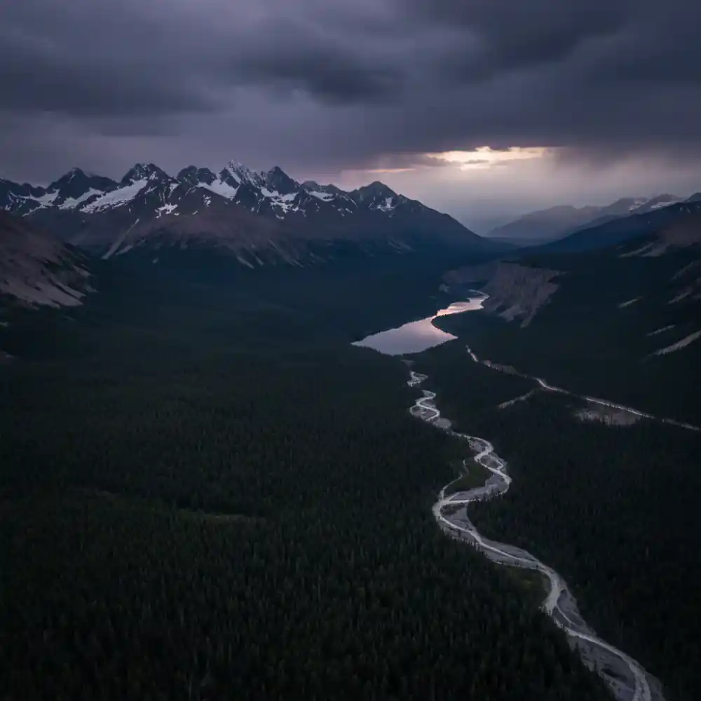 Drone capturing an expansive aerial landscape